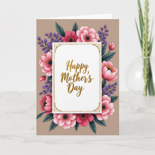 Tarjeta de Celebración Floral de Oro Falso