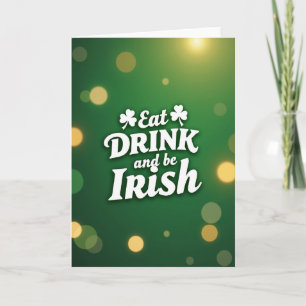 Tarjeta de Celebración Irlandesa de Comer y Beber