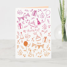 Tarjeta de Celebración Naranja y Fucsia