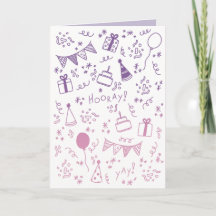 Tarjeta de Celebración Rosa y Morada