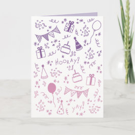 Tarjeta de Celebración Rosa y Morada