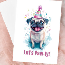 Tarjeta de Celebración "¡Vamos a Paw-tir!" de Pug