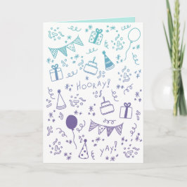 Tarjeta de Celebración Verde Azul y Púrpura