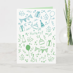 Tarjeta de Celebración Verde y Turquesa
