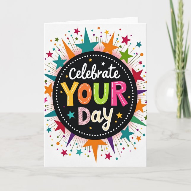 Tarjeta de Celebración Vibrante (Anverso)