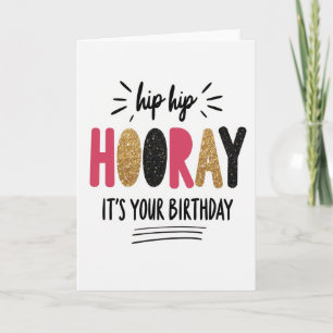 Tarjeta de celebración vibrante ¡Hurra!