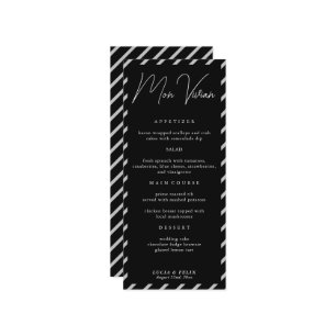 Tarjeta de cena Boda de la tarjeta de nombre negro