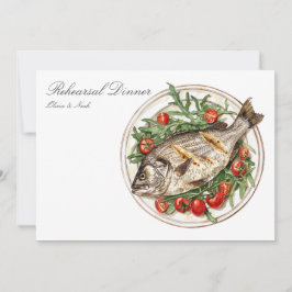 Tarjeta de cena de ensayo de acuarela mediterránea