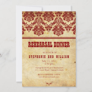 Tarjeta de cena de ensayo de encaje vintage de Bor