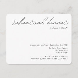 Tarjeta de Cena de Ensayo Minimalista para Boda