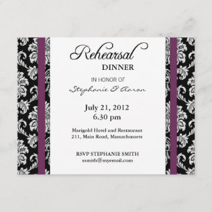 Tarjeta de cena de ensayo Plum Damask