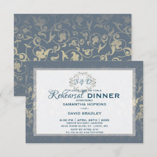 Tarjeta de cena de ensayo Royal Damask de lujo
