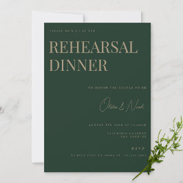 Tarjeta de cena de ensayo verde moderno y elegante