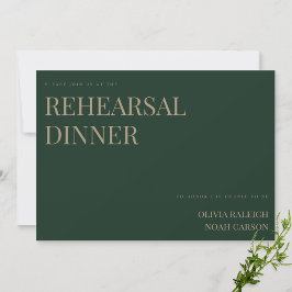Tarjeta de cena de ensayo verde moderno y elegante