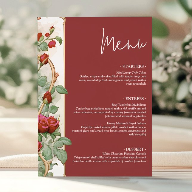 Tarjeta de Cena de Recepción de Boda de Rosa Roja  (Subido por el creador)