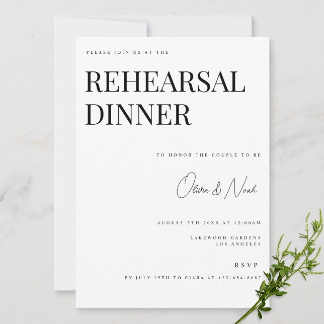 Tarjeta de cena moderna y elegante de ensayo blanc (Subido por el creador)
