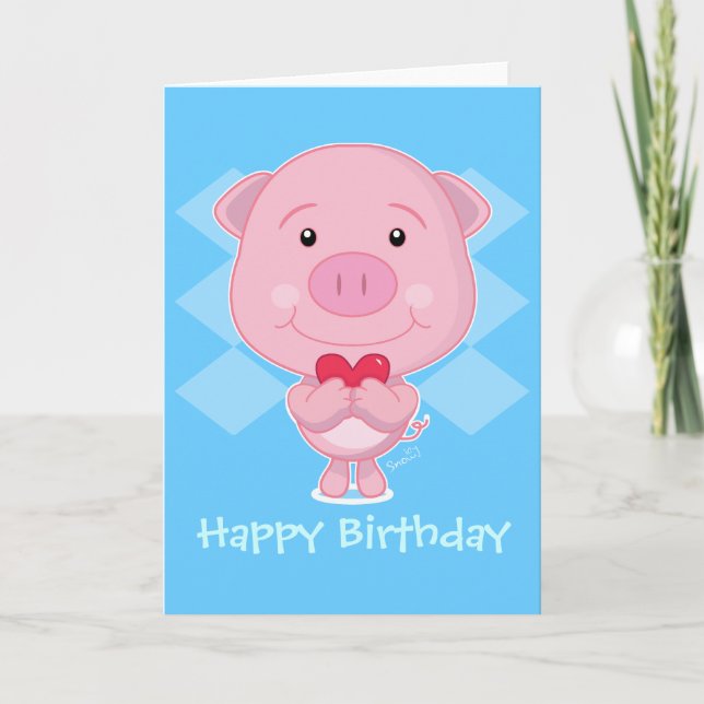 Tarjeta de cerdo de cumpleaños (Anverso)