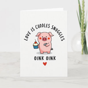 Tarjeta de cerdo de mimos de amor