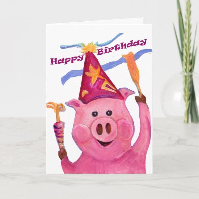 Tarjeta de cerdo feliz cumpleaños (Anverso)