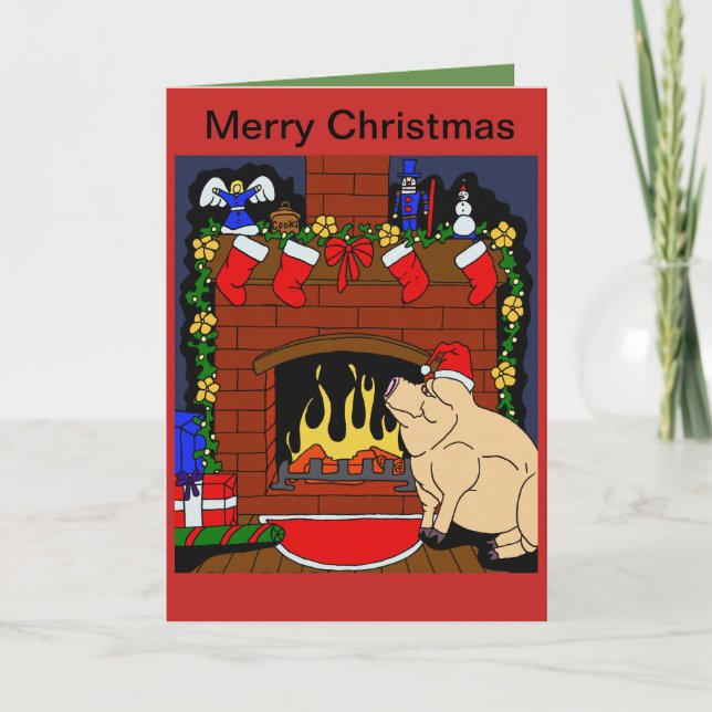 Tarjeta de cerdo para navidades (Anverso)
