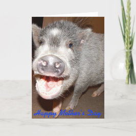 Tarjeta de cerdo sonriente feliz día de la madre