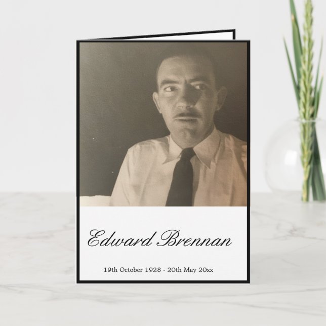 Tarjeta de Ceremonia Funeral Simple Elegante de Pe (Anverso)