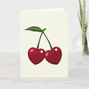Tarjeta de cerezas de amor minimalista