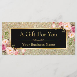 Tarjeta de certificado de regalo brillante de oro 