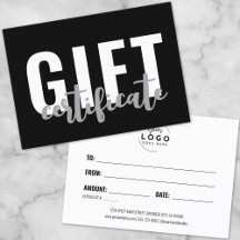 Tarjeta de Certificado de Regalo Comercial de Letr
