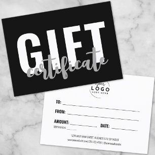 Tarjeta de Certificado de Regalo Comercial de Letr