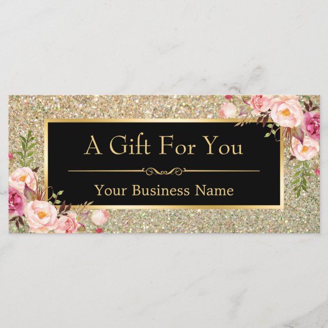 Tarjeta de certificado de regalo con brillo dorado (Anverso)