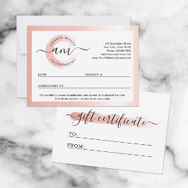 Tarjeta de certificado de regalo con logotipo Mini