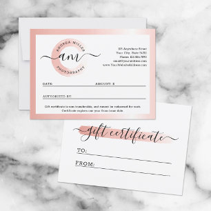 Tarjeta de certificado de regalo con logotipo Mini
