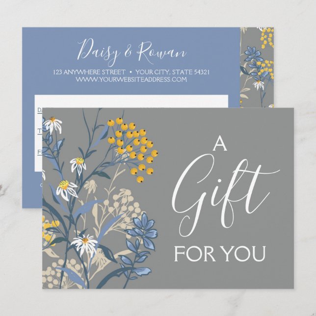 Tarjeta de certificado de regalo Daisy & Rowan Wil (Anverso / Reverso)
