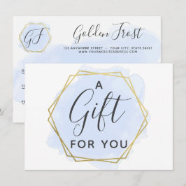 Tarjeta de Certificado de Regalo de Acuarela Azul 