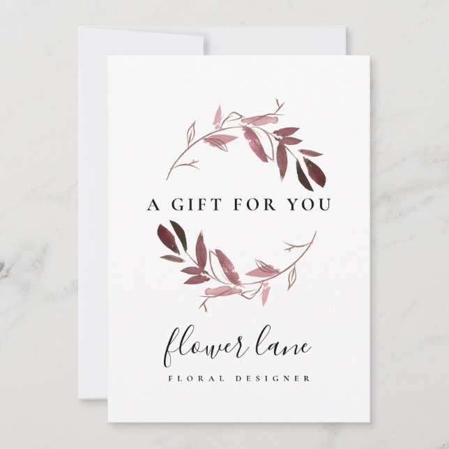 TARJETA DE CERTIFICADO DE REGALO DE AGUA DE PÚRPUR (Anverso)