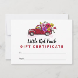 Tarjeta de certificado de regalo de camionetas y f
