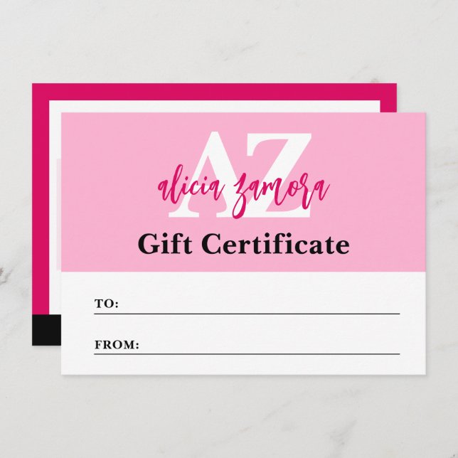 Tarjeta de certificado de regalo de moda Viva Mage (Anverso / Reverso)