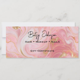 Tarjeta de certificado de regalo de oro blanco ros