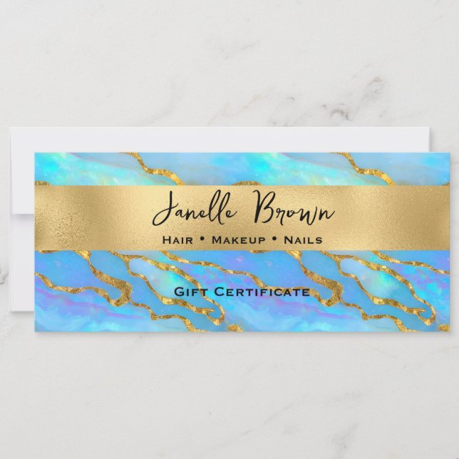 Tarjeta de certificado de regalo de oro Faux Opal  (Anverso)