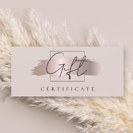 Tarjeta de certificado de regalo de oro Rosa de pi