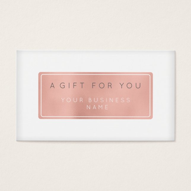 Tarjeta de certificado de regalo de oro rosa rosad (Frente)