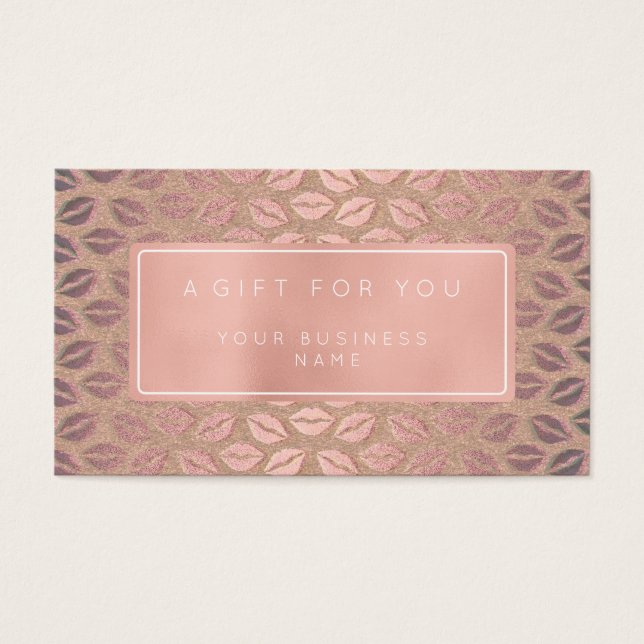 Tarjeta de certificado de regalo de oro rosa rosad (Frente)
