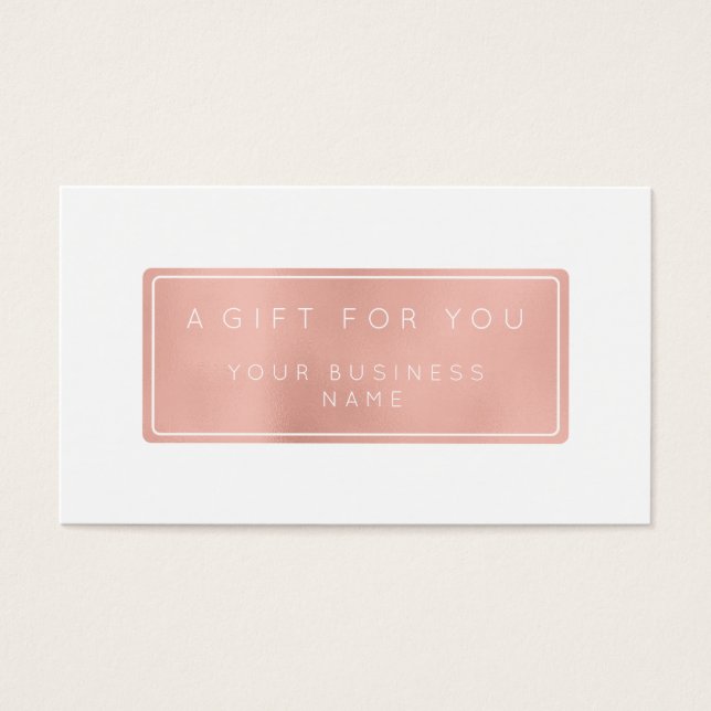 Tarjeta de certificado de regalo de oro rosa rosad (Frente)