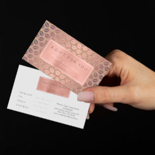 Tarjeta de certificado de regalo de oro rosa rosad