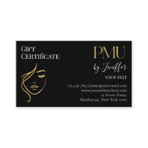 Tarjeta de certificado de regalo de PMU negro y do