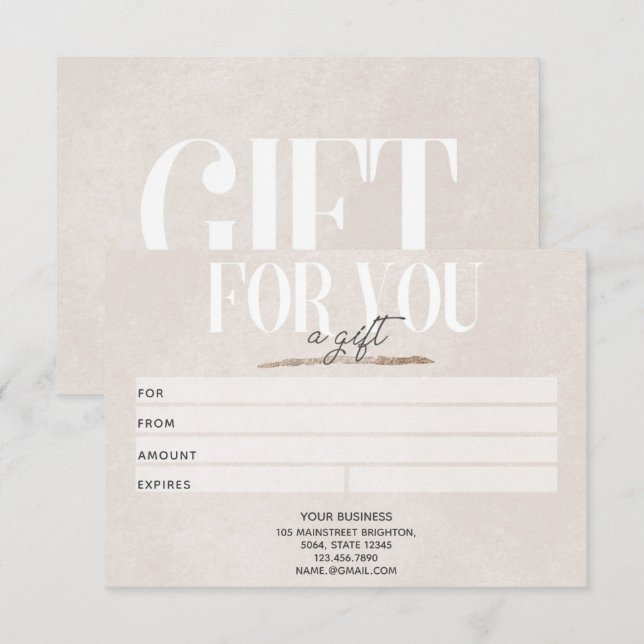 Tarjeta de certificado de regalo de purpurina rosa (Anverso / Reverso)