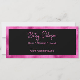 Tarjeta de certificado de regalo de Relieve metali