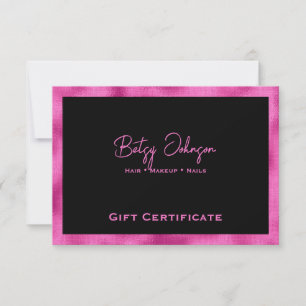 Tarjeta de certificado de regalo de Relieve metali