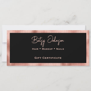 Tarjeta de certificado de regalo de Relieve metali